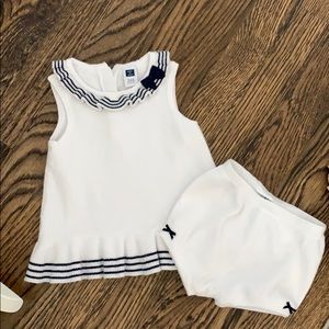 Janie and jack navy and white knit matching set